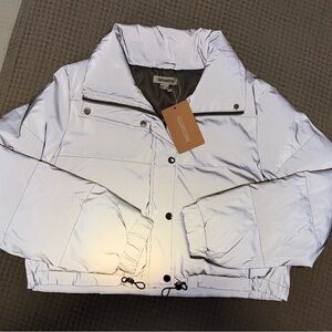 silver 3M reflective puffer jacket